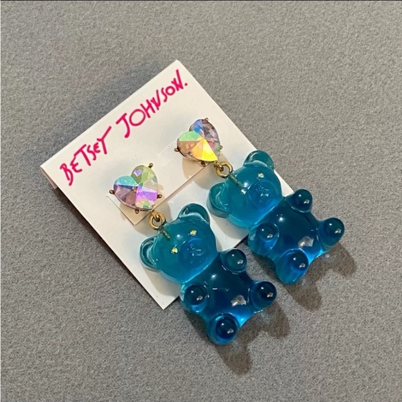 Betsey Johnson Blue Jelly Gummy Bear Earrings NWT - Picture 2 of 5